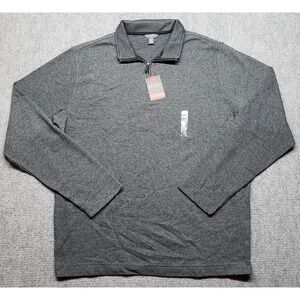 Van Heusen Sweatshirt Mens XLT Gray Dawn Blue Flex Natural Stretch Pullover Zip